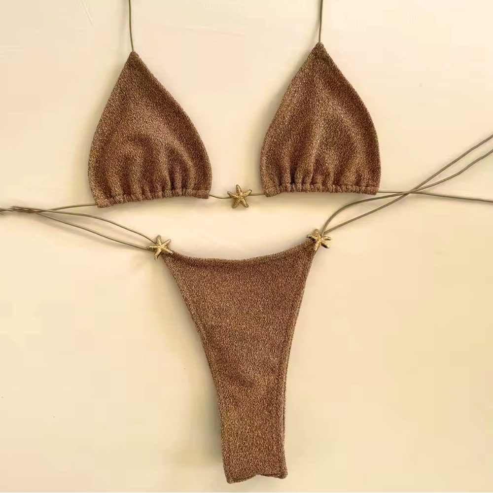 Brown Copper Bikini Set size small new